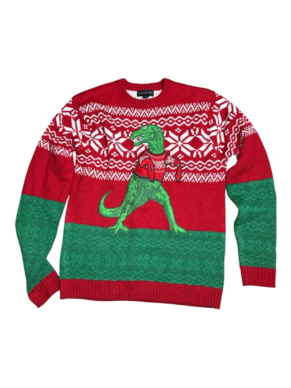 Blizzard Bay Holiday T-Rex Christmas Sweater Size Small